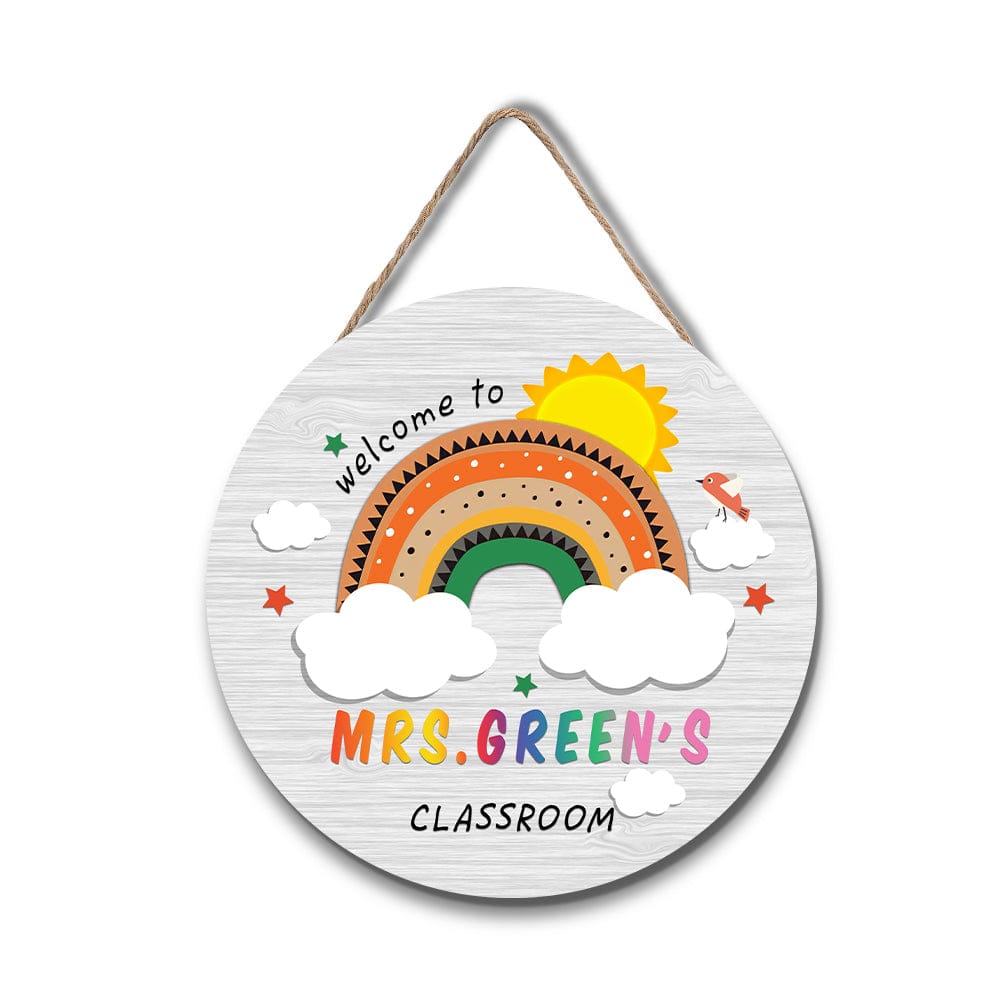 Custom Rainbow Cute Teacher Door Sign, Welcome Sign Gift for Teacher