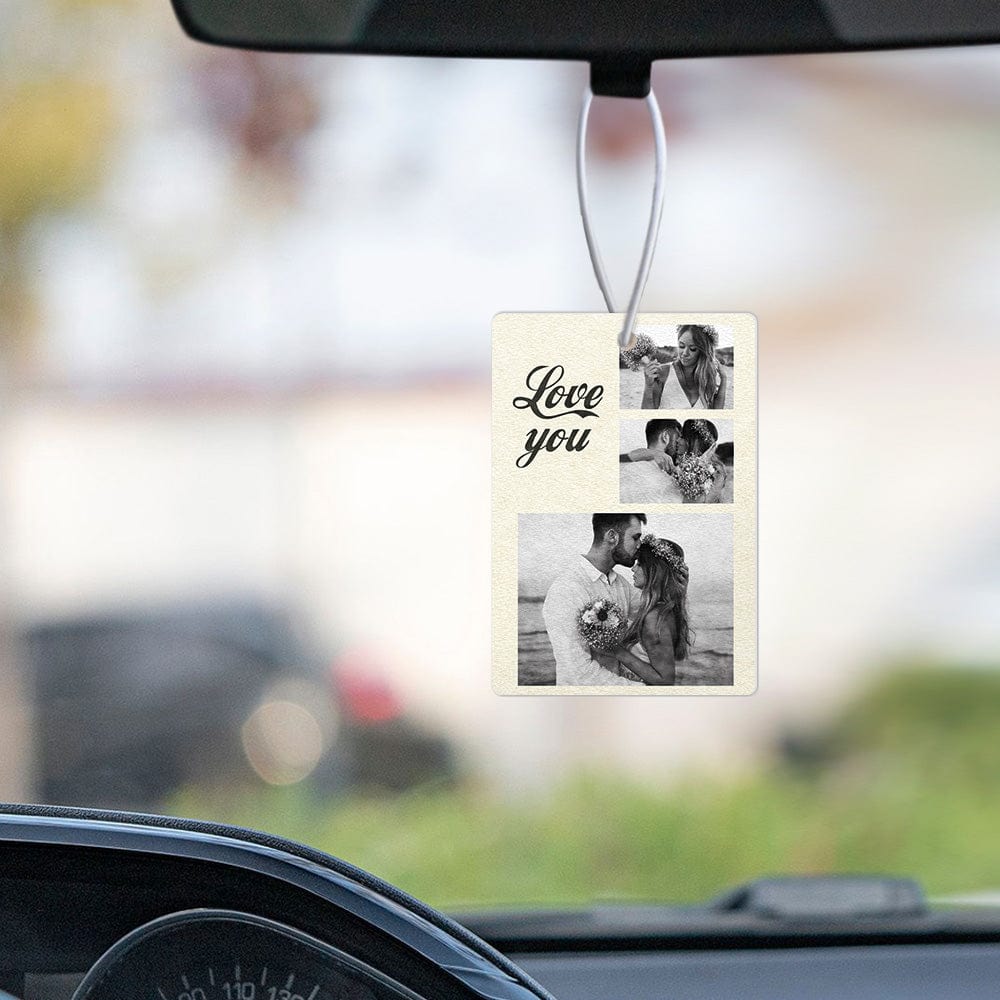 Custom Collage Photo Car Air Freshener Rearview Mirror Ornament Rectangle Air Freshener