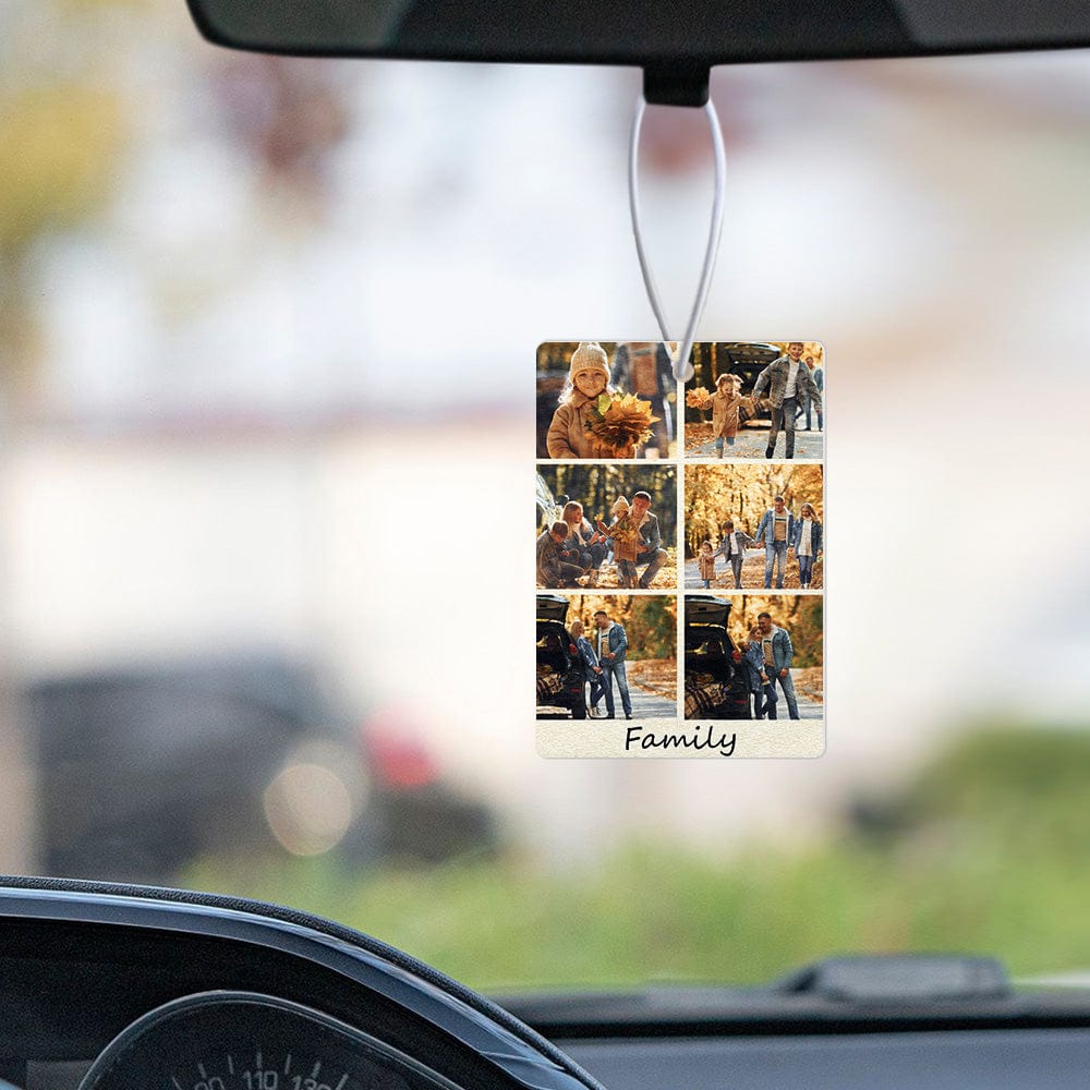 Custom Collage Photo Car Air Freshener Rearview Mirror Ornament Rectangle Air Freshener