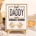 Personalized Best Daddy Ever Hands Down Wooden Plaque with Kids Names Gift for Dad Grandpa