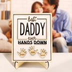 Personalized Best Daddy Ever Hands Down Wooden Plaque with Kids Names Gift for Dad Grandpa
