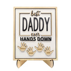 Personalized Best Daddy Ever Hands Down Wooden Plaque with Kids Names Gift for Dad Grandpa