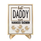 Personalized Best Daddy Ever Hands Down Wooden Plaque with Kids Names Gift for Dad Grandpa