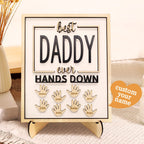 Personalized Best Daddy Ever Hands Down Wooden Plaque with Kids Names Gift for Dad Grandpa