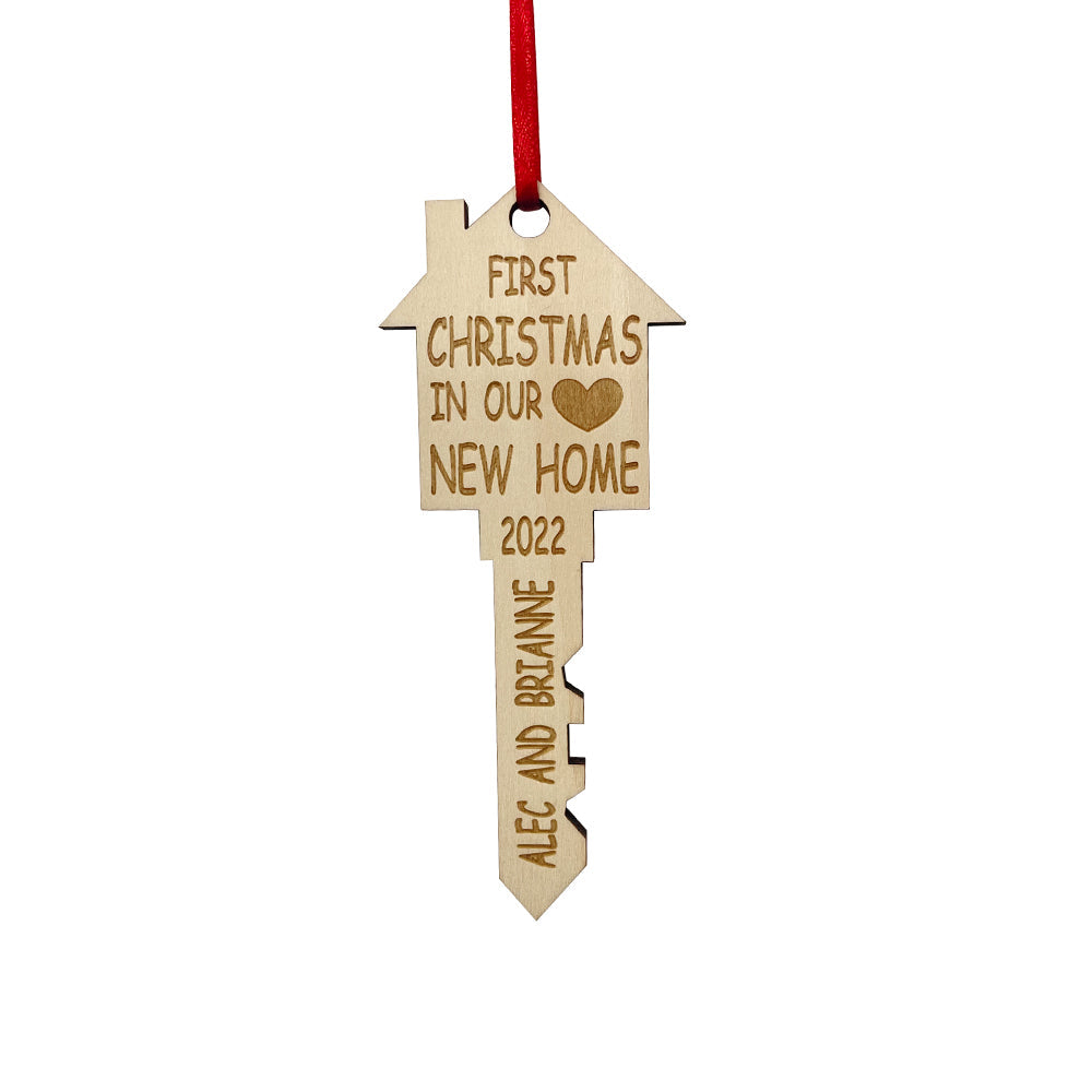 family love personalized wooden ornament as a new home gift