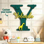 Personalized Jungle Name Sign Wooden Letter Initial Wall Plaque
