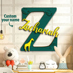 Personalized Jungle Name Sign Wooden Letter Initial Wall Plaque