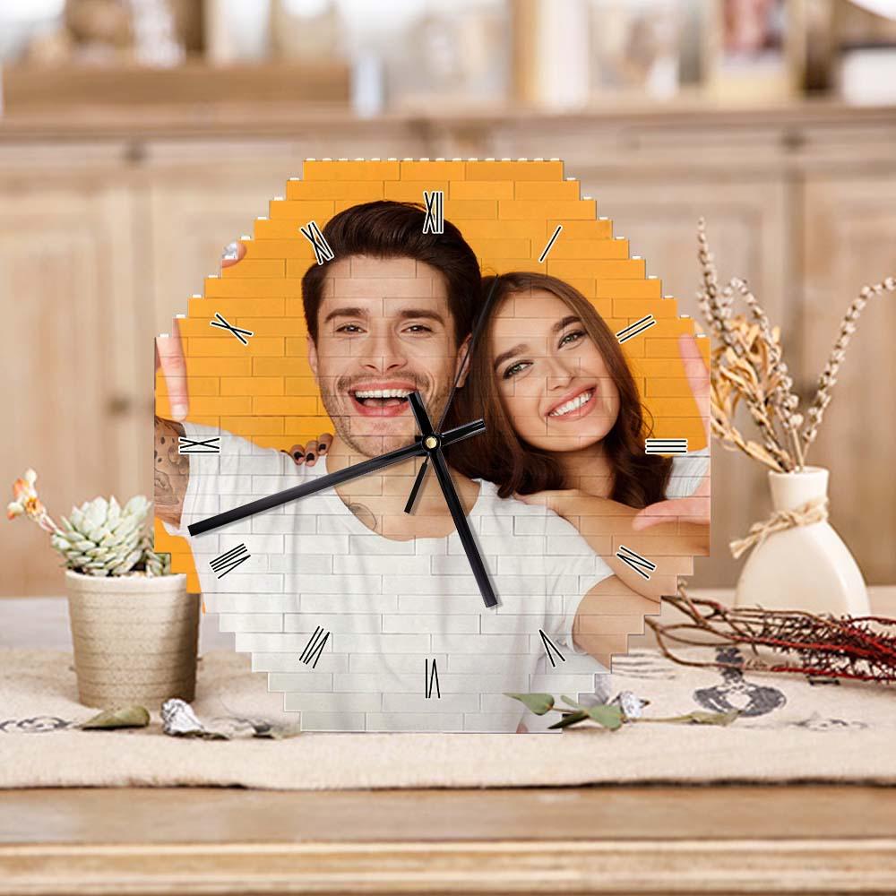 Personalized Building Block Desk Clock Wall Clock Personality Puzzle Custom Photo Pointer Brick Clock