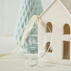 custom clear acrylic wedding ornament names date engaged ornament detail view