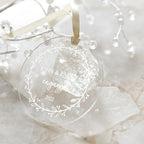 personalized clear acrylic wedding ornament names date engaged ornament display