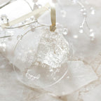 quality clear acrylic wedding ornament names date engaged ornament front view