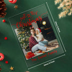 Custom Chirstmas Family Photo Arylic Plaque with Family Name Desk Top Sign