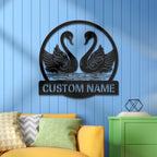 Custom Swan Signs Metal Wall Art Personalized Couple LED Lights Decor Gift for Lover