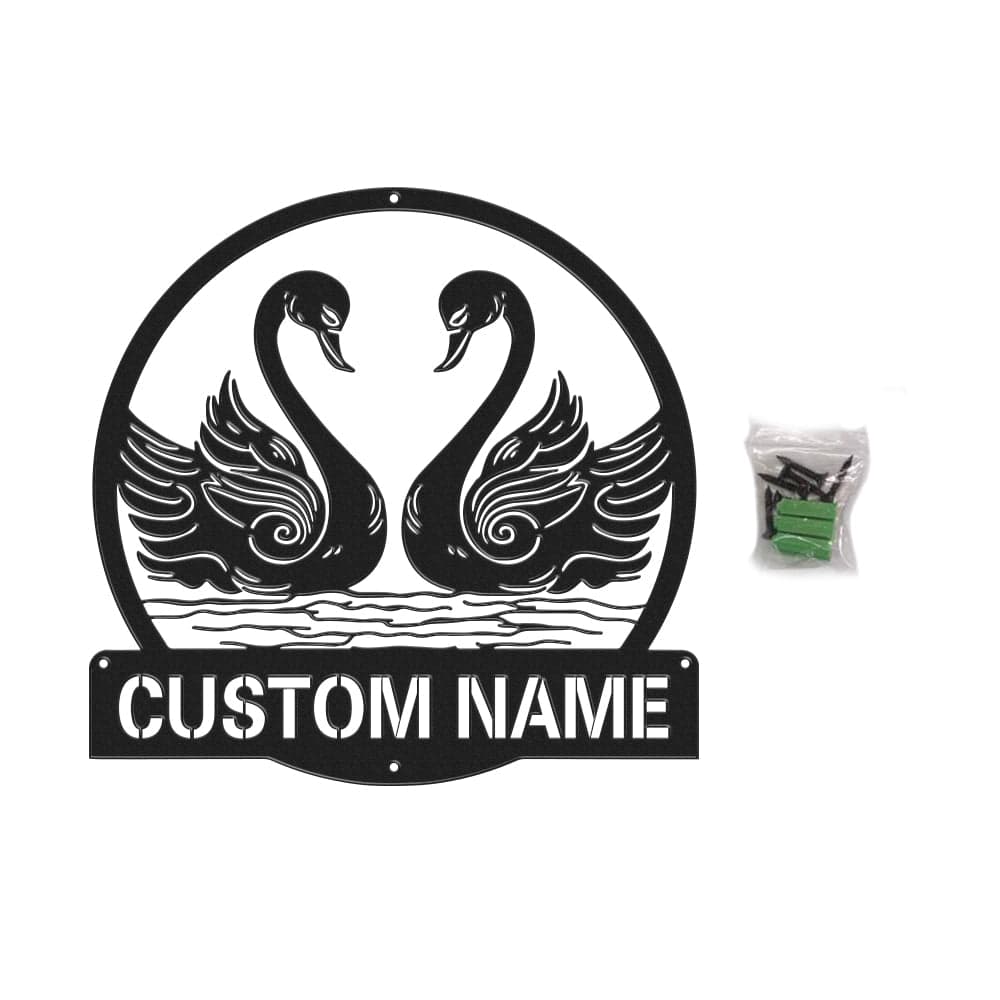 Custom Swan Signs Metal Wall Art Personalized Couple LED Lights Decor Gift for Lover