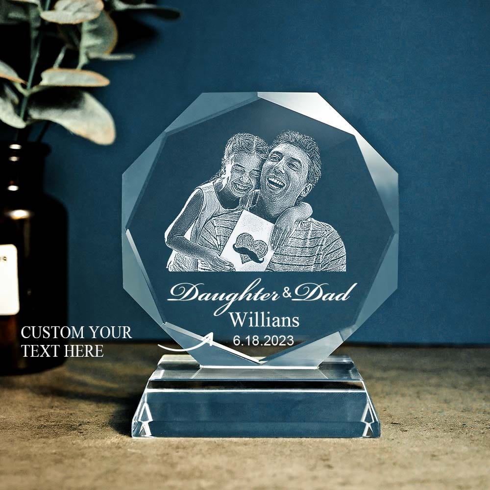 Custom Photo Engraved Ornaments Crystal Glass Father's Day Gifts
