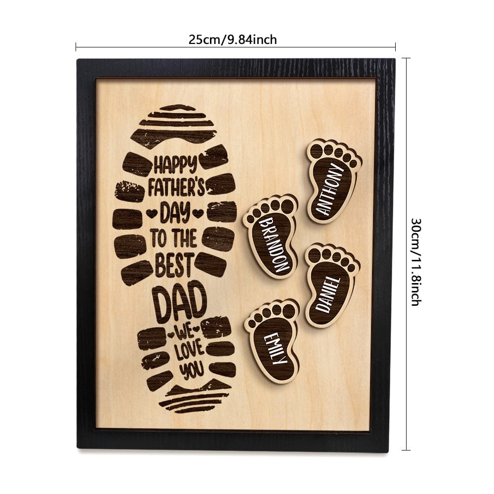 anniversary surprise ornament for dad inspired by footprints wooden frame custom family member names father s day gift