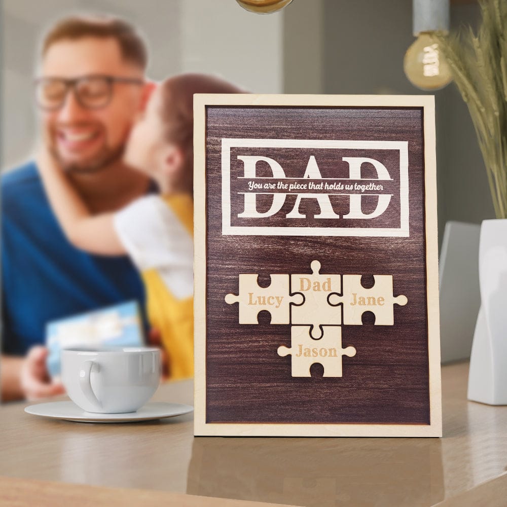fathers day surprise ornament for dad inspired by dad puzzle plaque you are the piece that holds us together gifts for