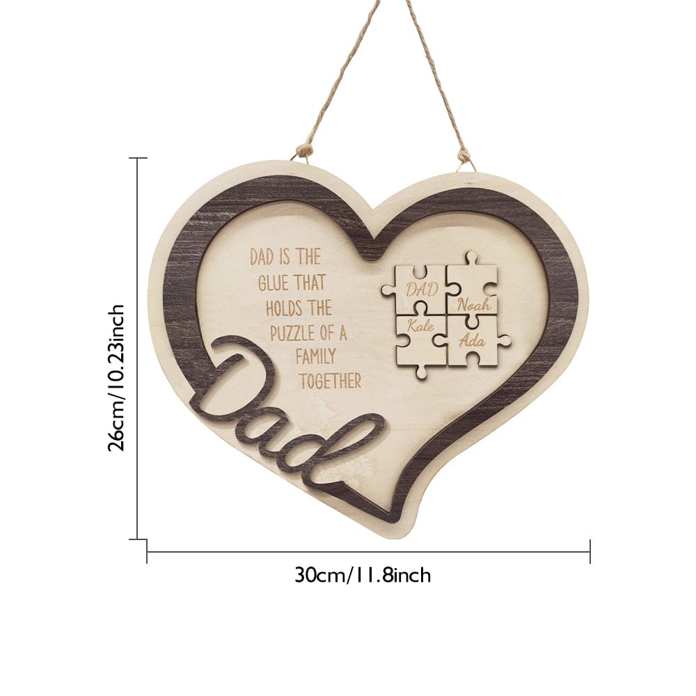 wooden heart puzzle sign father s day gift for dad design ornament for everyday use