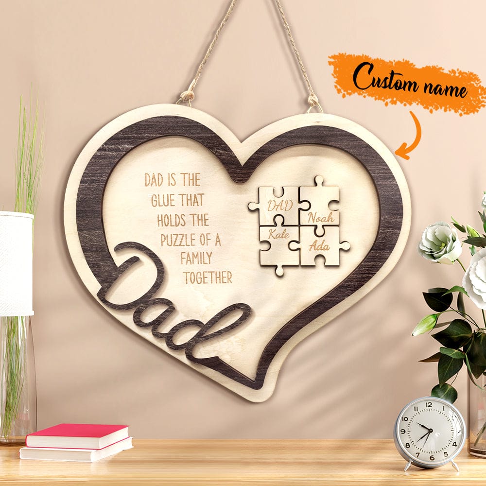 wooden heart puzzle sign father s day gift for dad ornament for dad personalized gift photo