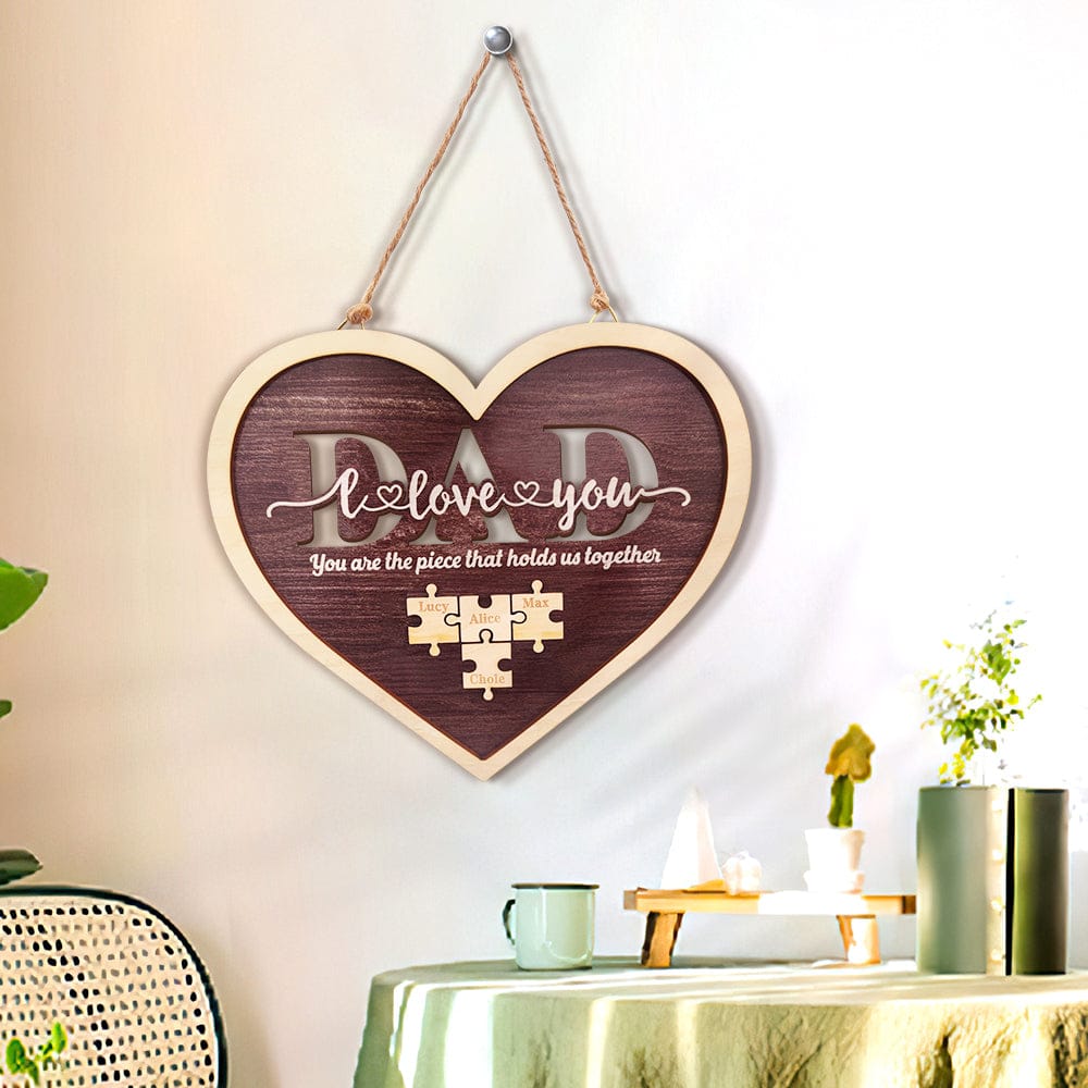 dad heart puzzle plaque you are the piece that holds us together design ornament for everyday use