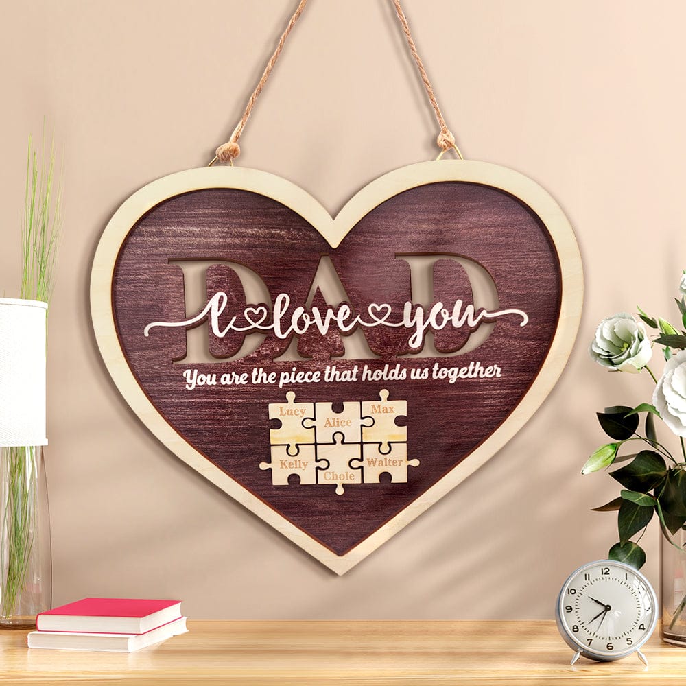 dad heart puzzle plaque you are the piece that holds us together ornament for dad personalized gift photo