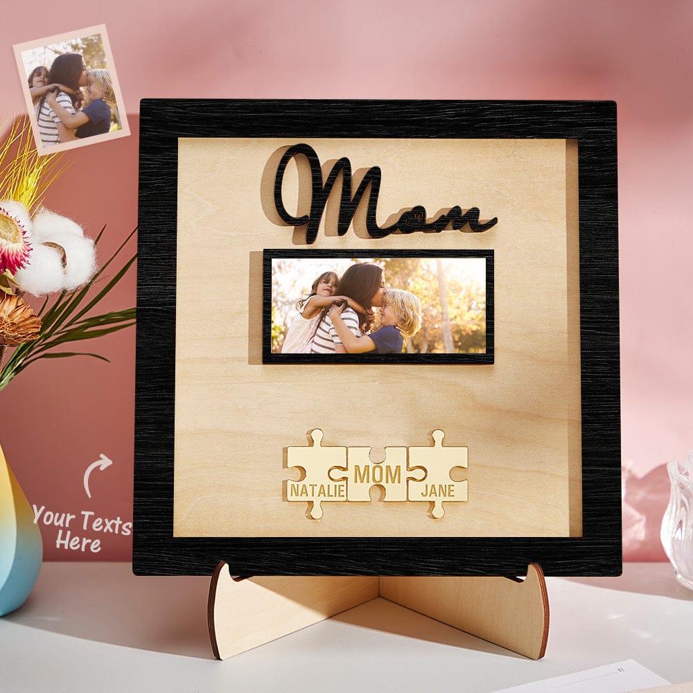 Custom Photo Engraved Ornament Mother's Day Puzzle Wooden Commemorate Gifts