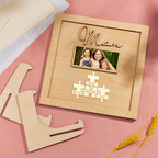 Custom Photo Engraved Ornament Mother's Day Puzzle Wooden Commemorate Gifts
