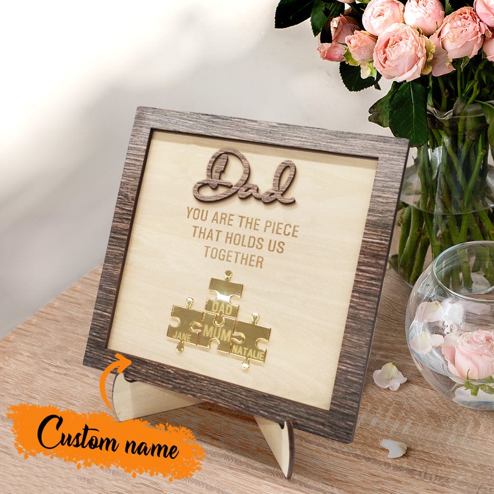 dad puzzle plaque you are the piece that holds us together father s ornament for dad personalized gift photo front view