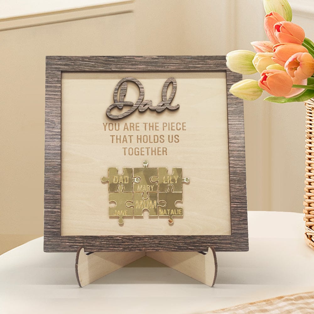 fathers day surprise ornament for dad inspired by dad puzzle plaque you are the piece that holds us together father s photo