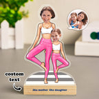 Custom Face MiniMe Plaque Personalized Yoga Mother and Daughter Desk Decor Gifts for Mom