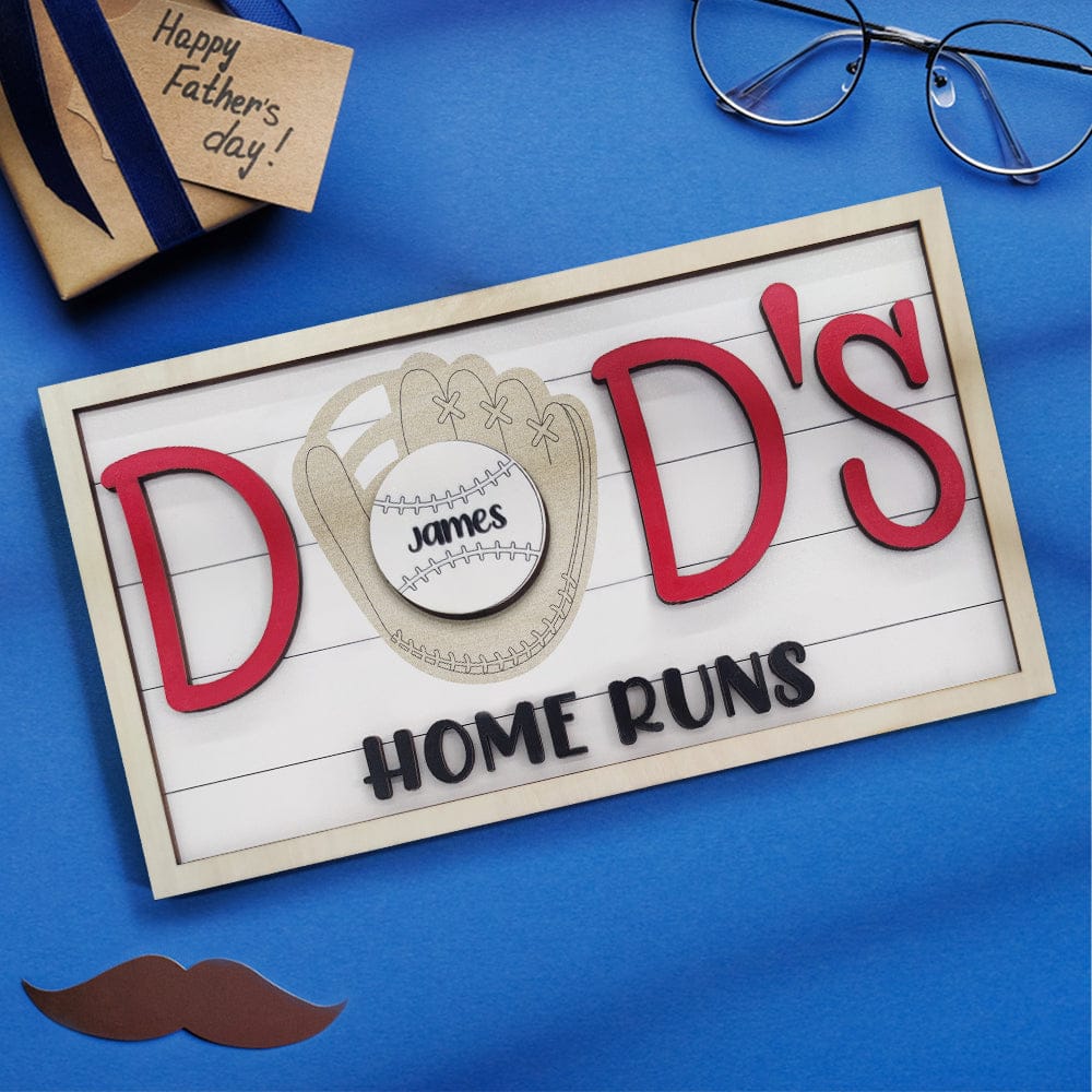 baseball dad wooden name sign plaque father s day gift for dad grandpa design custom gift for everyday use