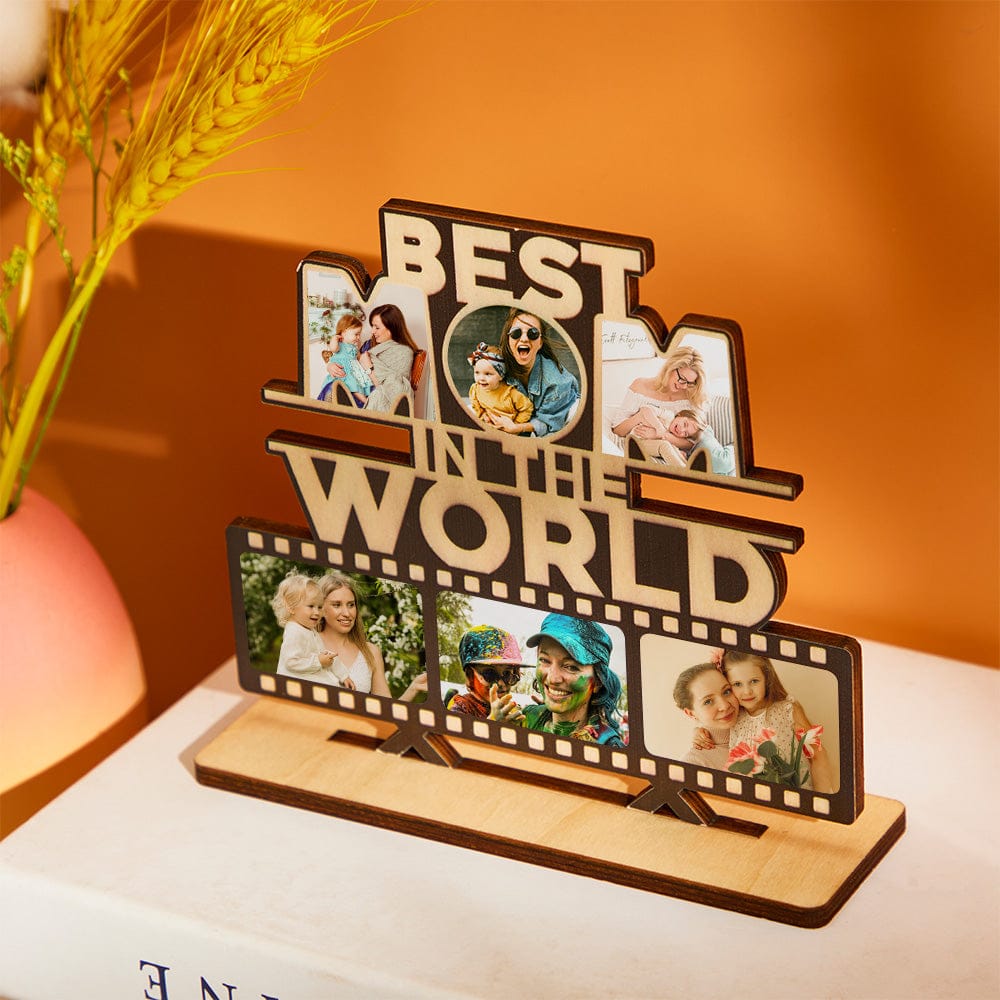Meaningful Photo Frame Best Mom In The World Custom Photo Wooden Plaque Mother's Day Gifts