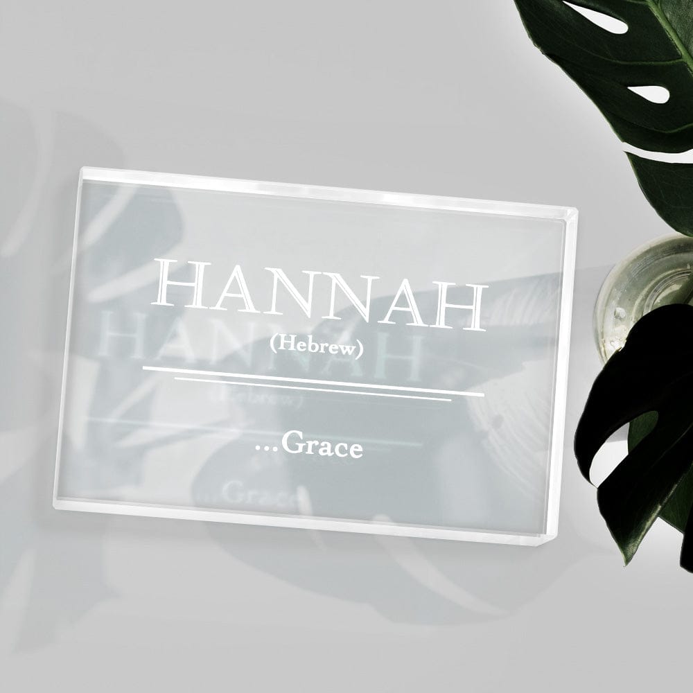 personalized crystal name meaning block engraved glass keepsake with baby name