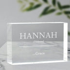personalized crystal name meaning block engraved glass keepsake for nursery decor