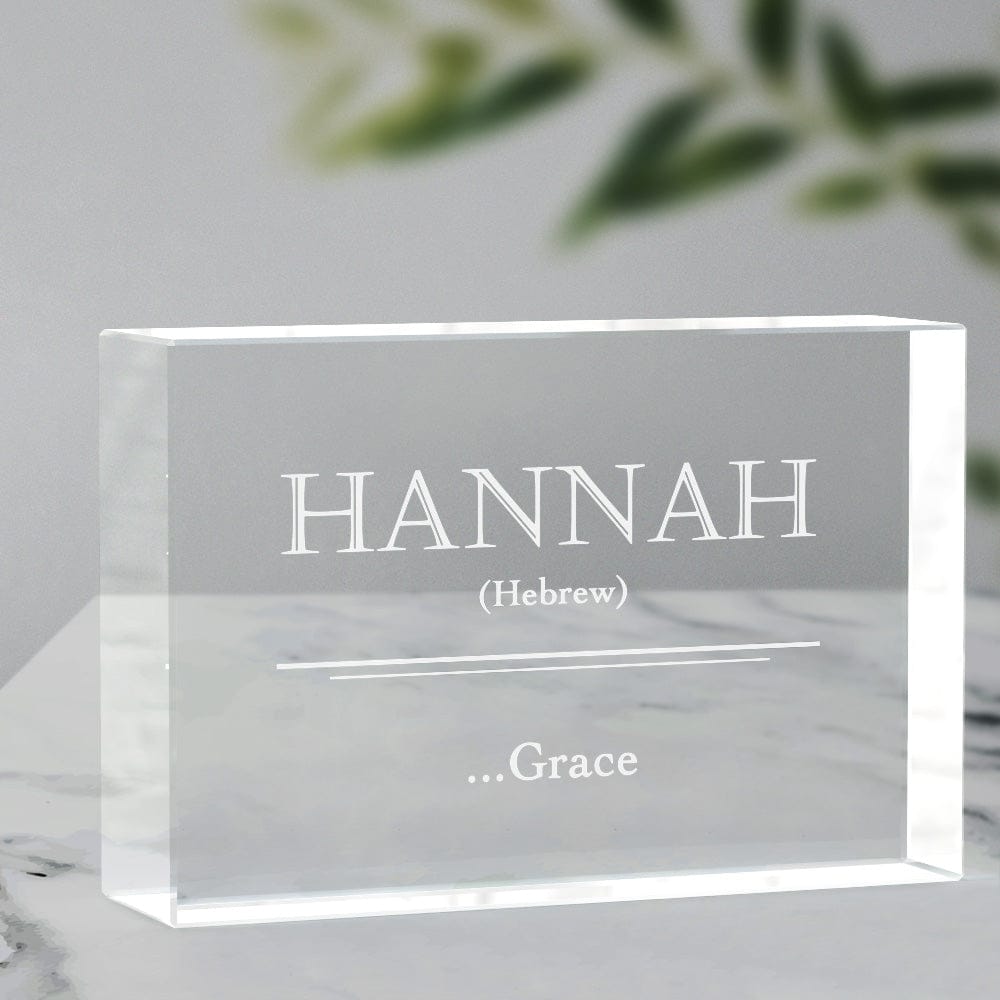 personalized crystal name meaning block engraved glass keepsake for nursery decor