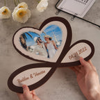 Custom Photo Engraved Pendant Infinity Heart Wooden Gifts