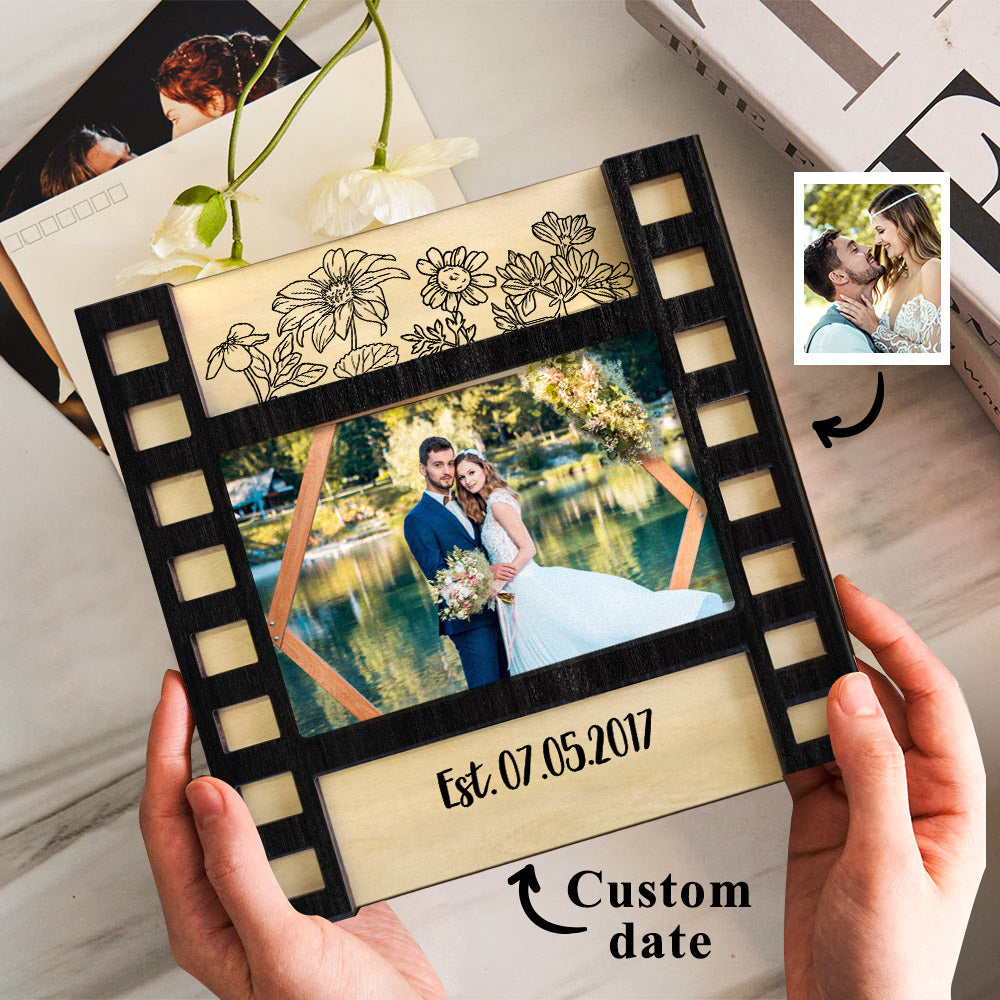 custom wedding photo film sign frame engraved wedding decor detail view