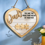 Custom Engraved Ornament Heart Shape Puzzle Pieces Gifts for Dad