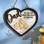 Custom Engraved Ornament Heart Shape Puzzle Pieces Gifts for Dad