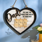 Custom Engraved Ornament Heart Shape Puzzle Pieces Gifts for Dad