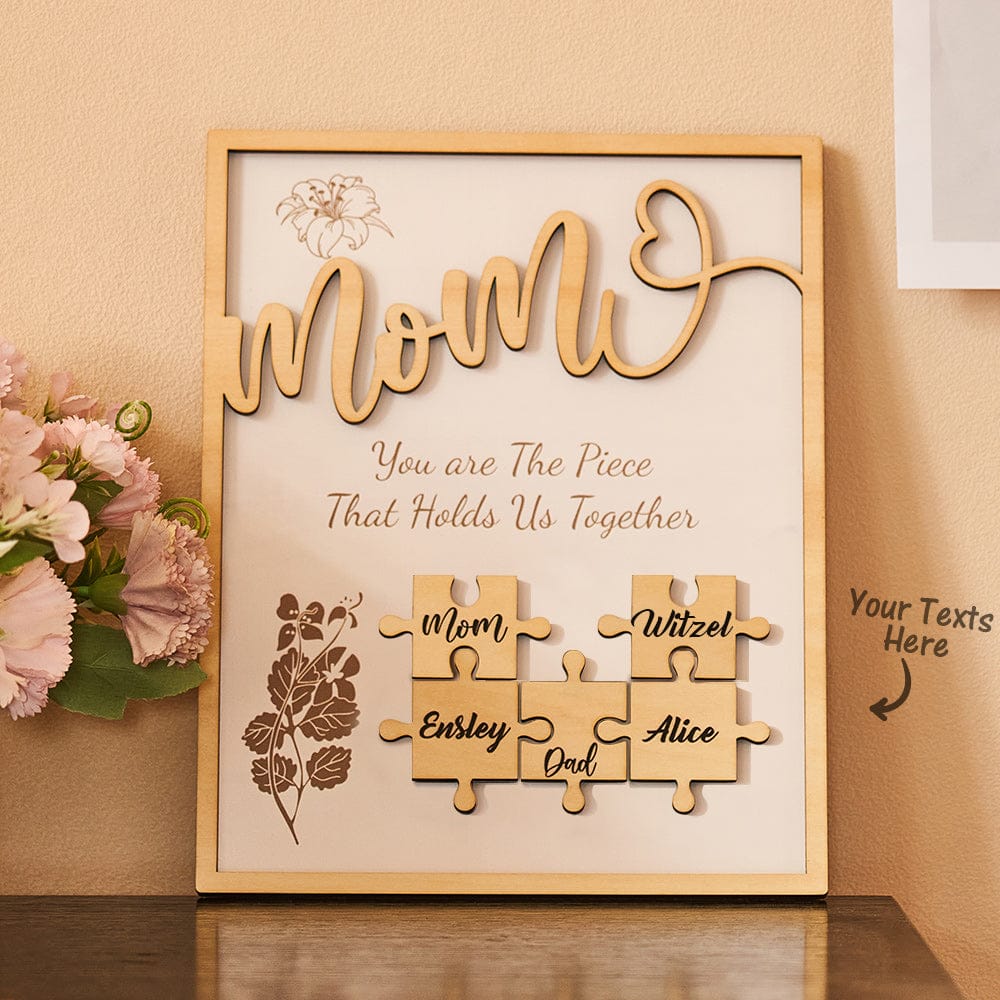 Custom Name Puzzle Ornament Wooden Gifts for Mother's Day