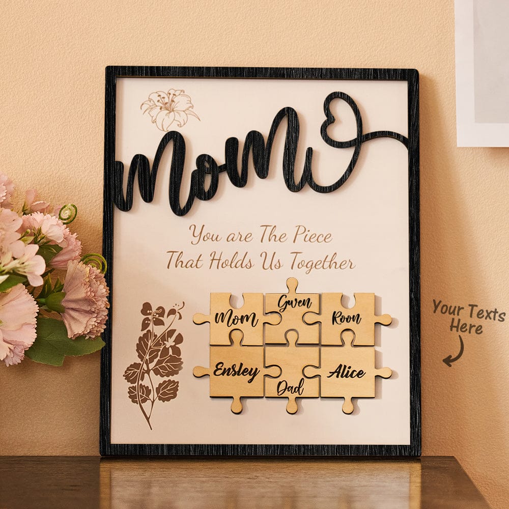 Custom Name Puzzle Ornament Wooden Gifts for Mother's Day
