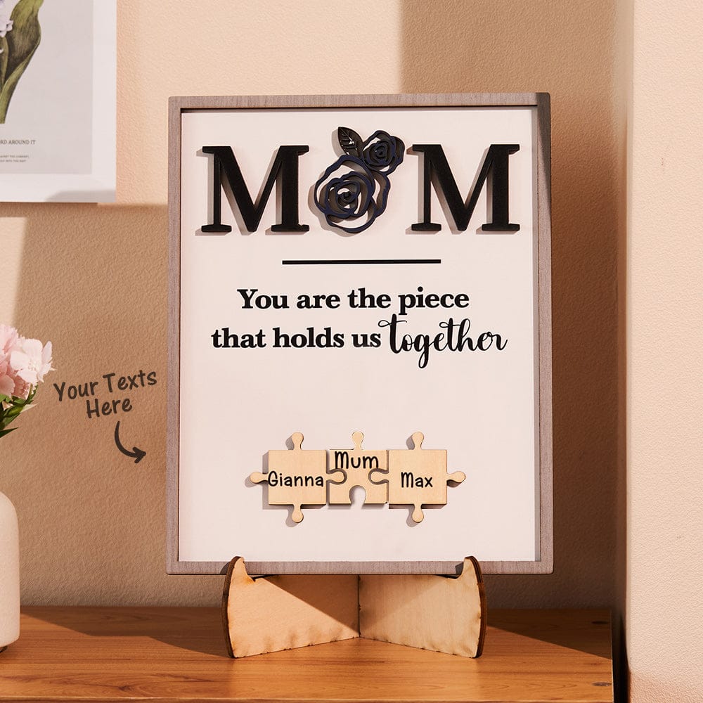 Custom Engraved Puzzle Ornament Rose Design Commemorate Gifts for Mom