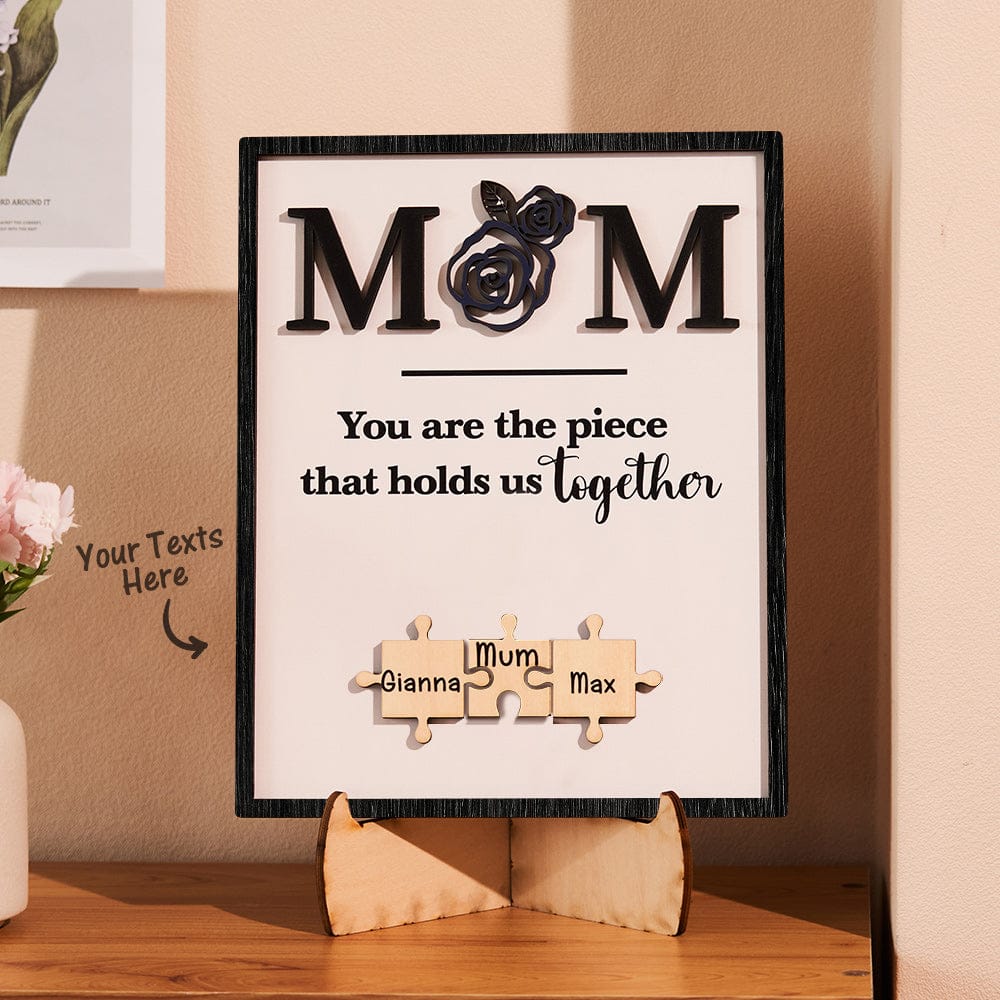 Custom Engraved Puzzle Ornament Rose Design Commemorate Gifts for Mom