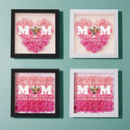 Custom Photo Flower Shadow Box Personalized Heart Gradient Pink Flower Shadowbox Frame Gift for Mom