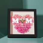 Custom Photo Flower Shadow Box Personalized Heart Gradient Pink Flower Shadowbox Frame Gift for Mom