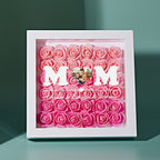 Custom Photo Flower Shadow Box Personalized Heart Gradient Pink Flower Shadowbox Frame Gift for Mom