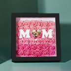 Custom Photo Flower Shadow Box Personalized Heart Gradient Pink Flower Shadowbox Frame Gift for Mom