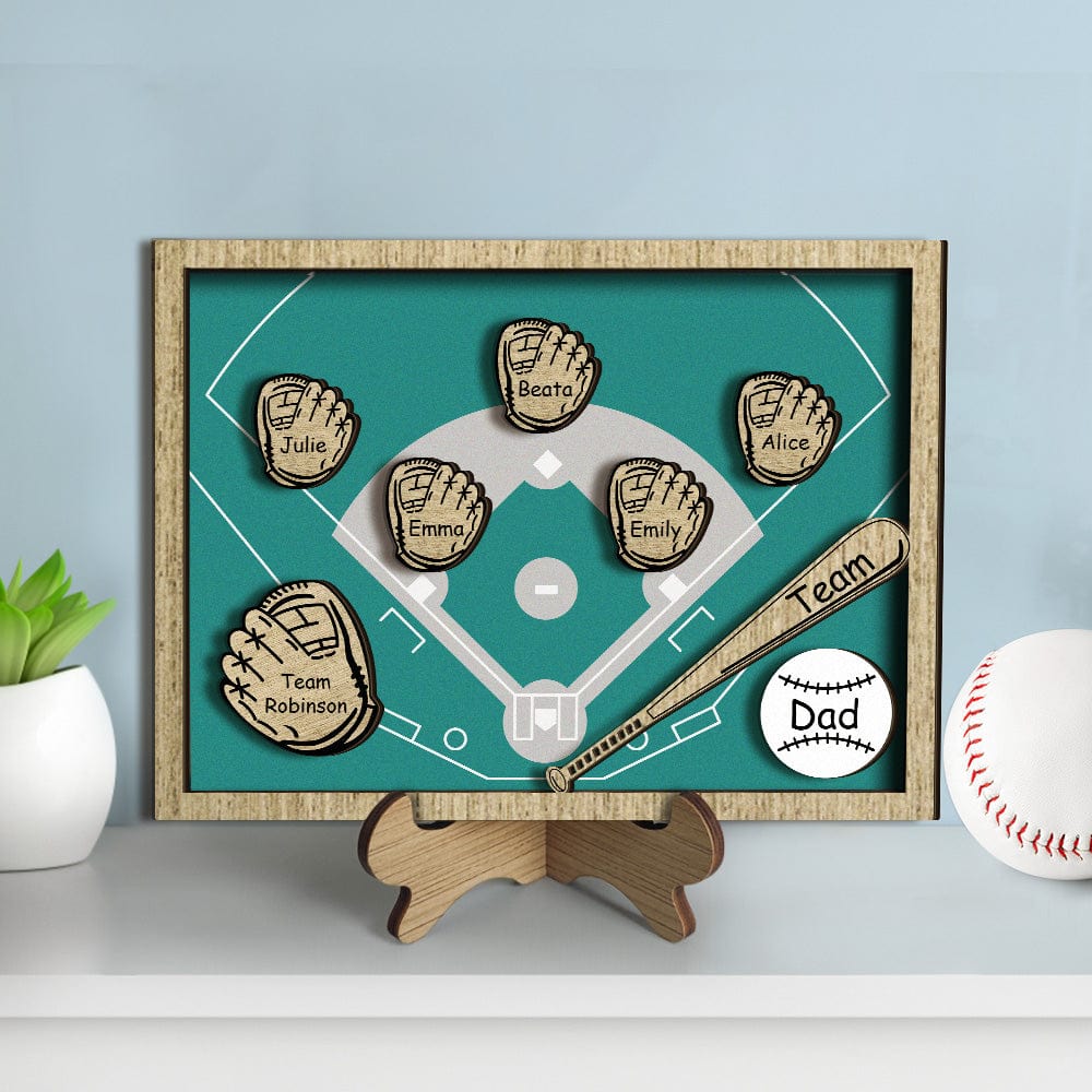 wooden family name sign plaque baseball sign father s day gift for ornament for dad personalized gift photo front view