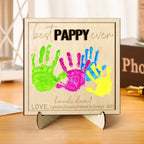wooden handprint sign personalized father s day diy hands down plaque ornament for dad personalized gift photo